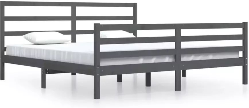 VidaXL -Bedframe-massief-grenenhout-grijs-200x200-cm - Foto 7