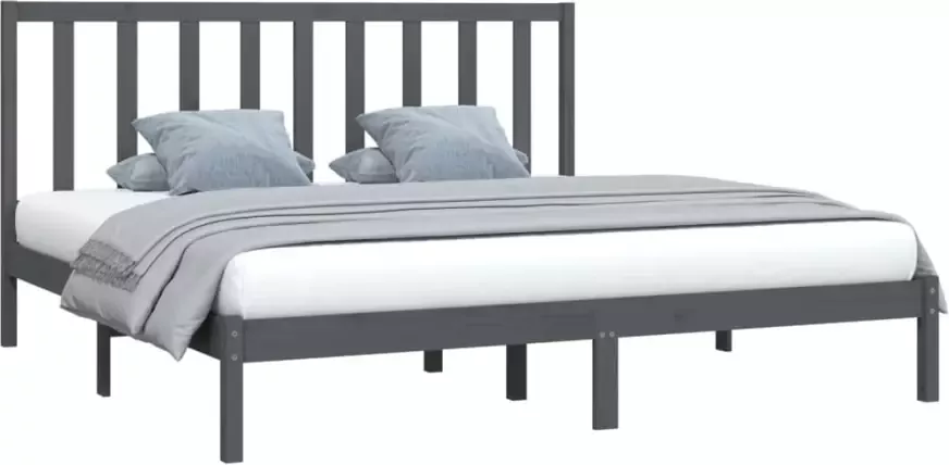 VidaXL -Bedframe-massief-grenenhout-grijs-200x200-cm - Foto 6