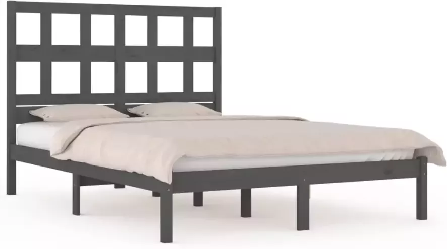 VidaXL -Bedframe-massief-grenenhout-grijs-200x200-cm - Foto 6