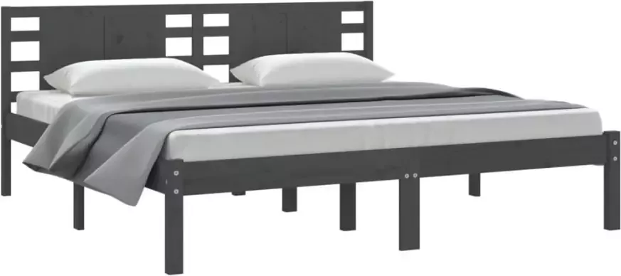 VidaXL -Bedframe-massief-grenenhout-grijs-200x200-cm - Foto 6