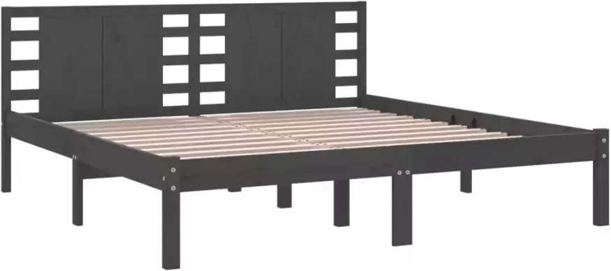 VidaXL -Bedframe-massief-grenenhout-grijs-200x200-cm - Foto 5