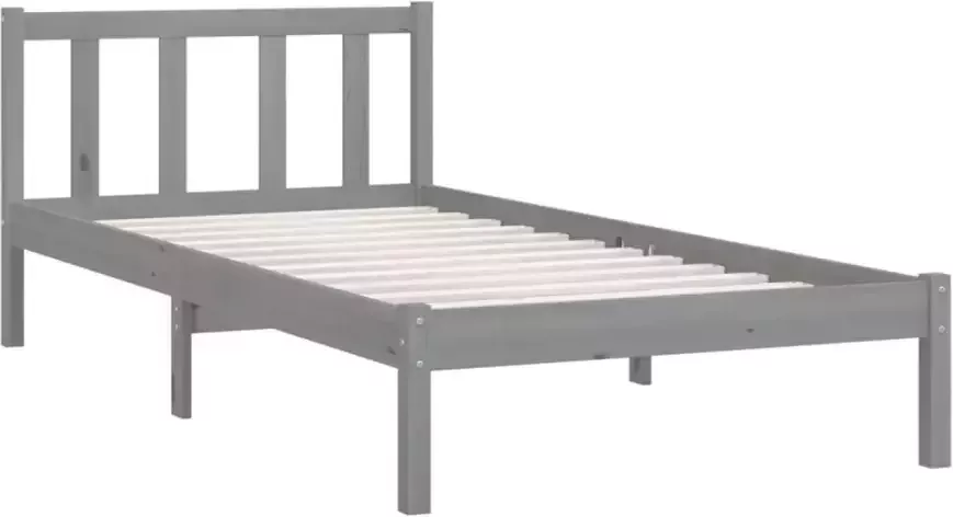 VidaXL -Bedframe-massief-grenenhout-grijs-90x200-cm - Foto 4