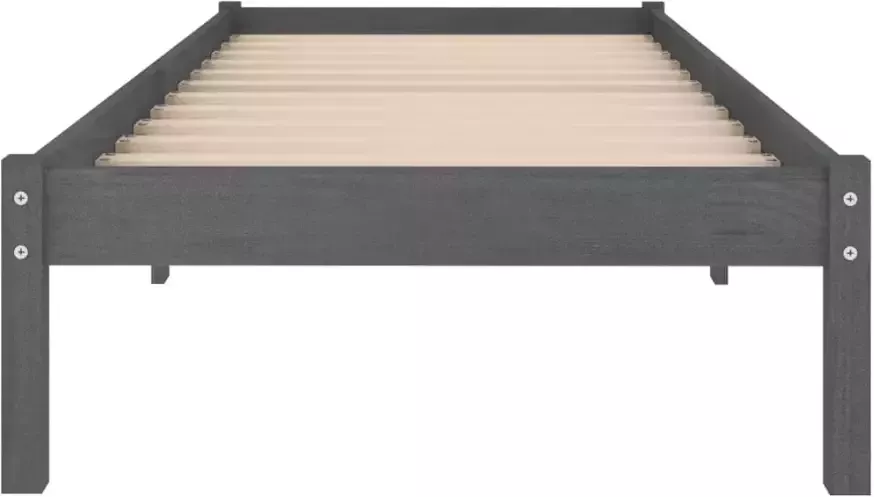 VidaXL -Bedframe-massief-grenenhout-grijs-90x200-cm - Foto 3
