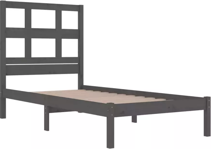 VidaXL -Bedframe-massief-grenenhout-grijs-90x200-cm - Foto 5