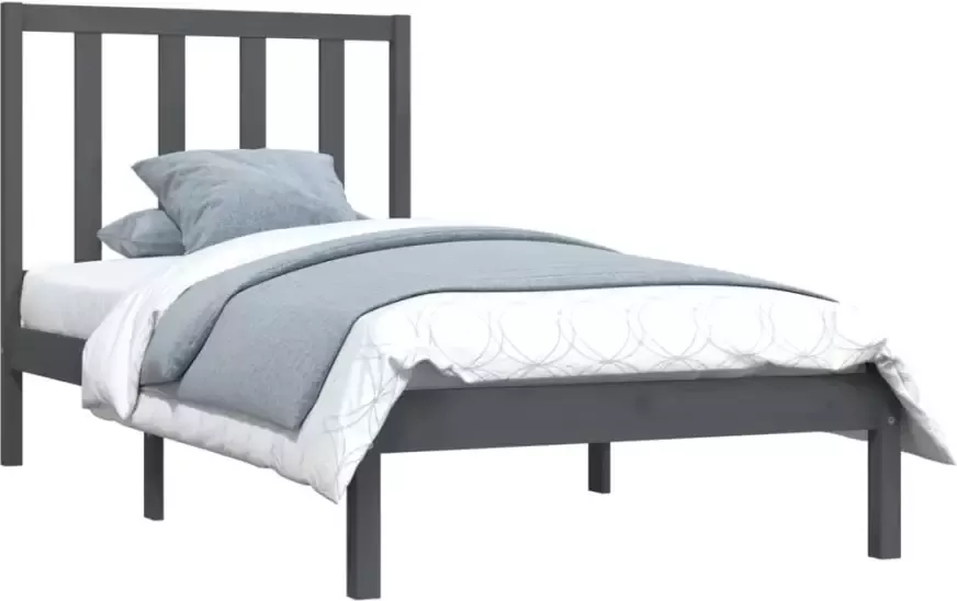 VidaXL -Bedframe-massief-grenenhout-grijs-90x200-cm - Foto 5