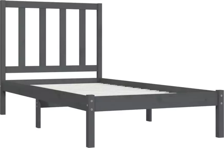 VidaXL -Bedframe-massief-grenenhout-grijs-90x200-cm - Foto 4