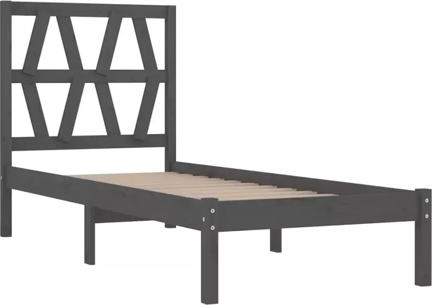 VidaXL -Bedframe-massief-grenenhout-grijs-90x200-cm - Foto 3