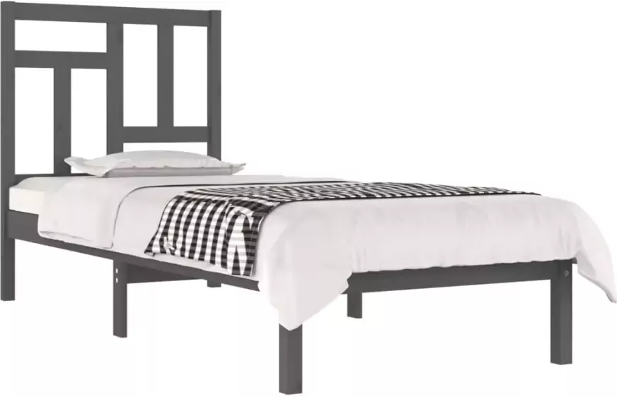 VidaXL -Bedframe-massief-grenenhout-grijs-90x200-cm - Foto 8