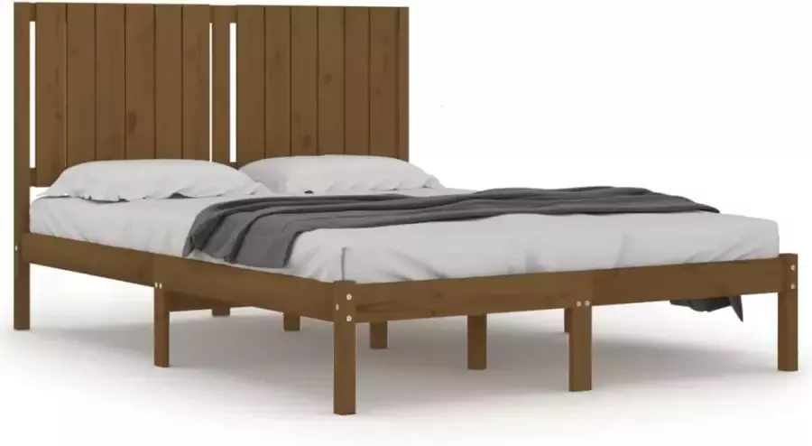 VIDAXL Bedframe massief grenenhout honingbruin 140x190 cm