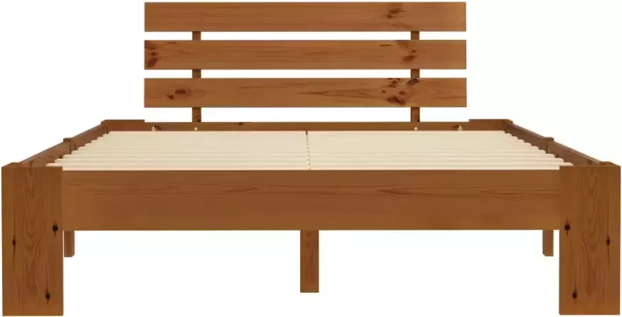 VidaXL -Bedframe-met-hoofdbord-grenenhout-honingbruin-140x200-cm