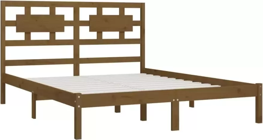 VidaXL -Bedframe-massief-grenenhout-honingbruin-200x200-cm - Foto 4