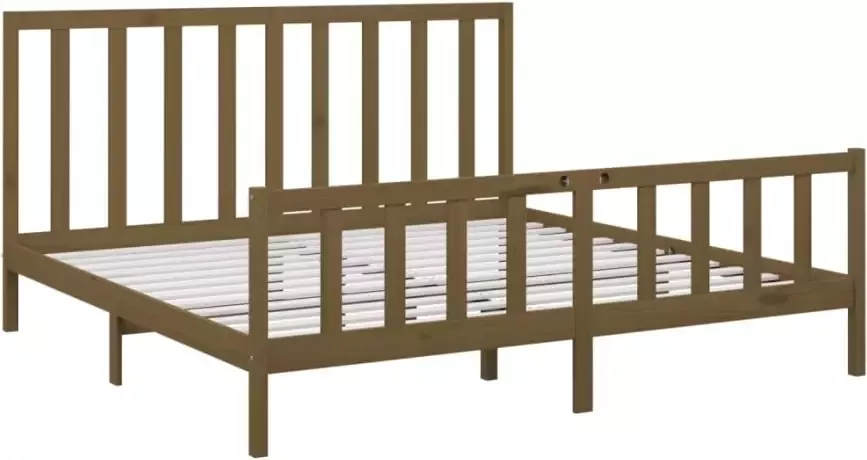 VidaXL -Bedframe-massief-grenenhout-honingbruin-200x200-cm - Foto 4