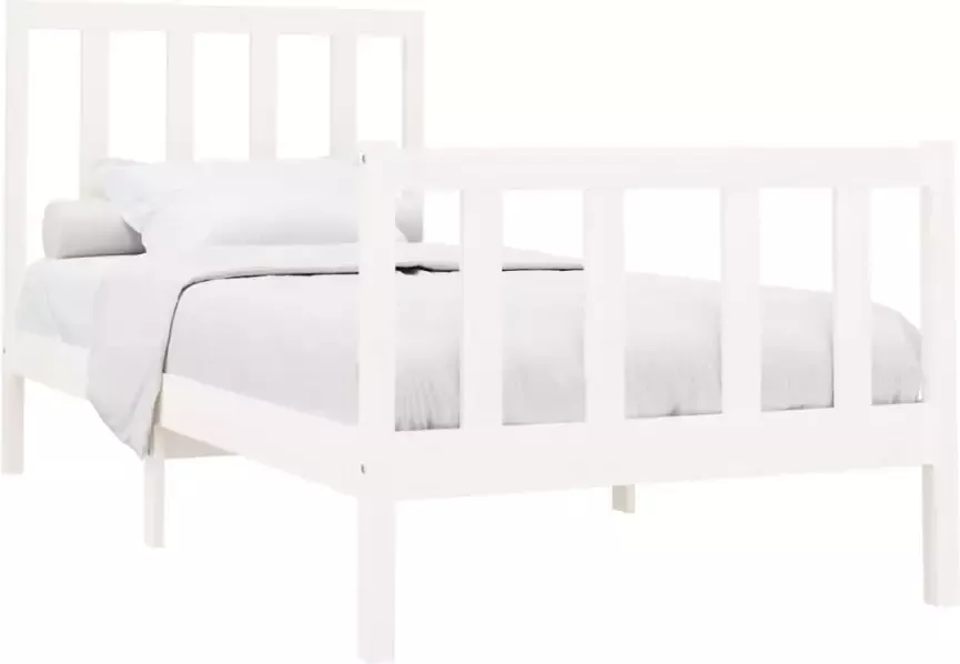 VidaXL -Bedframe-massief-grenenhout-wit-100x200-cm - Foto 4