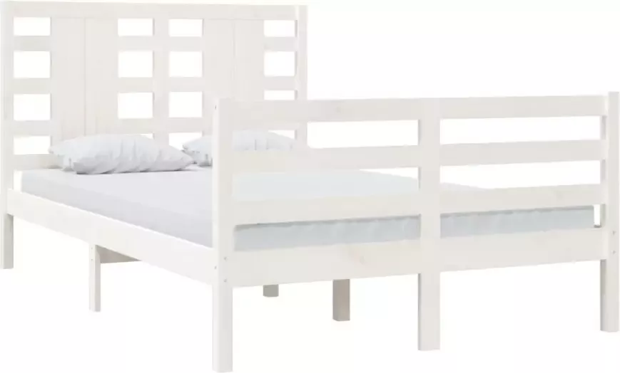 VIDAXL Bedframe zonder matras massief grenenhout wit 120x200 cm - Foto 4