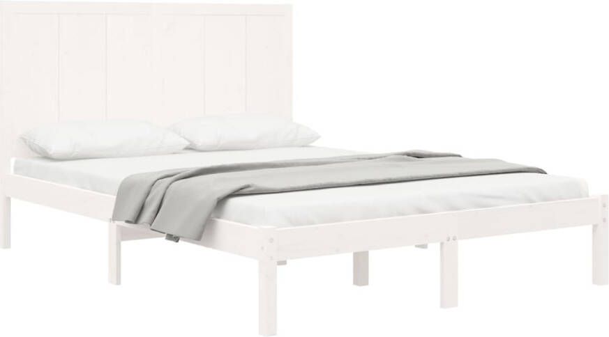 VidaXL -Bedframe-massief-grenenhout-wit-135x190-cm-4FT6-Double - Foto 9