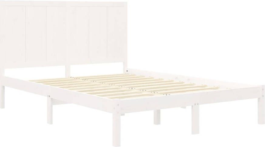 VidaXL -Bedframe-massief-grenenhout-wit-135x190-cm-4FT6-Double - Foto 10