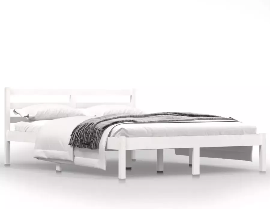 VidaXL -Bedframe-massief-grenenhout-wit-135x190-cm-4FT6-Double - Foto 3
