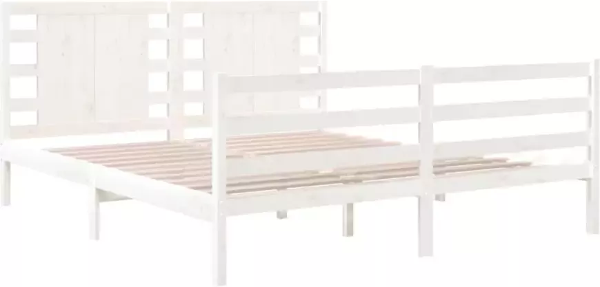 VidaXL Bedframe zonder matras massief grenenhout wit 135x190 cm - Foto 4