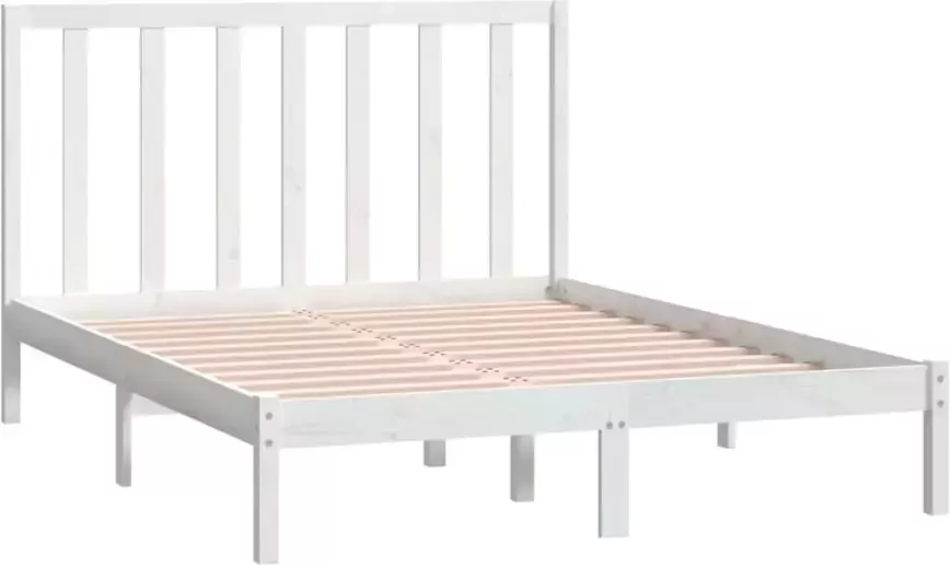 VidaXL -Bedframe-massief-grenenhout-wit-135x190-cm-4FT6-Double - Foto 3