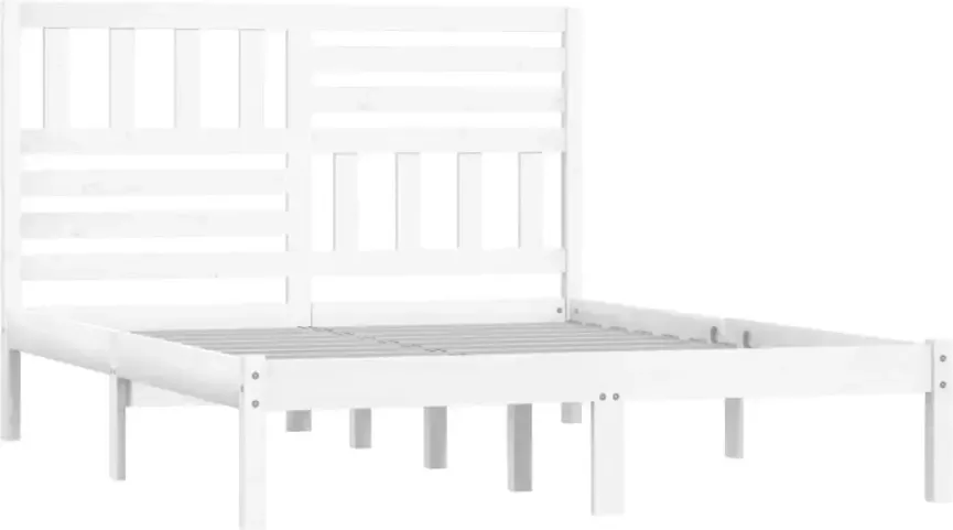 VIDAXL Bedframe zonder matras massief grenenhout wit 135x190 cm - Foto 8