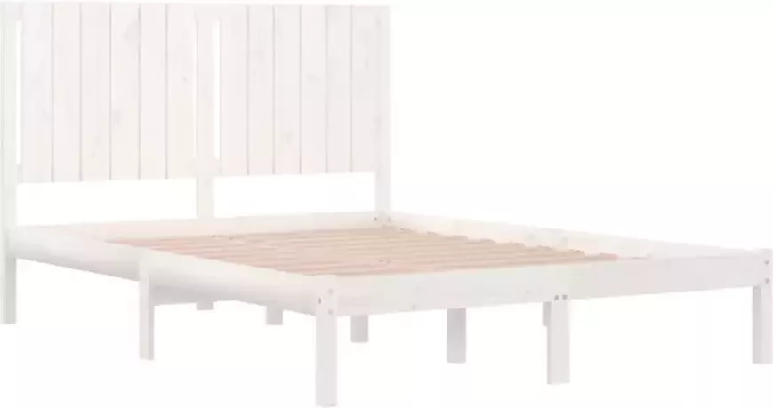 VIDAXL Bedframe zonder matras massief grenenhout wit 140x190 cm - Foto 4