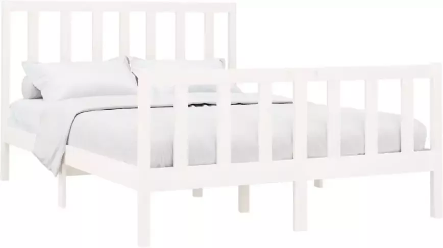 VidaXL -Bedframe-massief-grenenhout-wit-140x200-cm - Foto 4