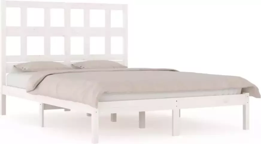 VIDAXL Bedframe zonder matras massief grenenhout wit 140x200 cm - Foto 9