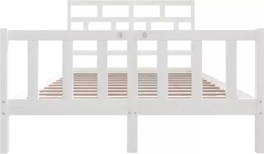 VidaXL -Bedframe-massief-grenenhout-wit-150x200-cm-5FT-king-size - Foto 3