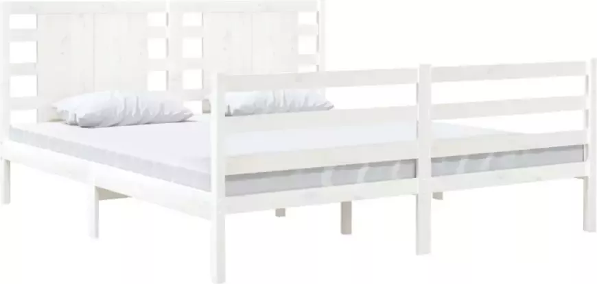 VidaXL -Bedframe-massief-grenenhout-wit-150x200-cm-5FT-King-Size - Foto 4