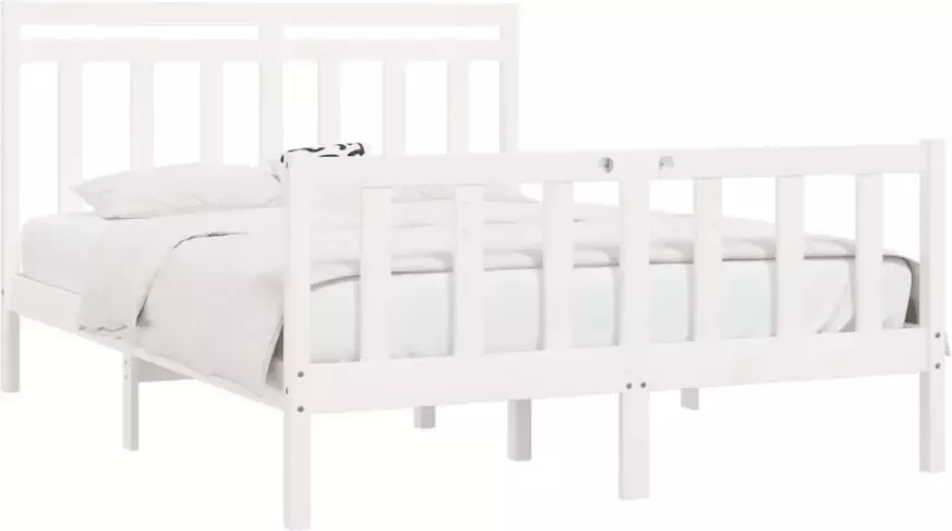 VidaXL -Bedframe-massief-grenenhout-wit-160x200-cm - Foto 4