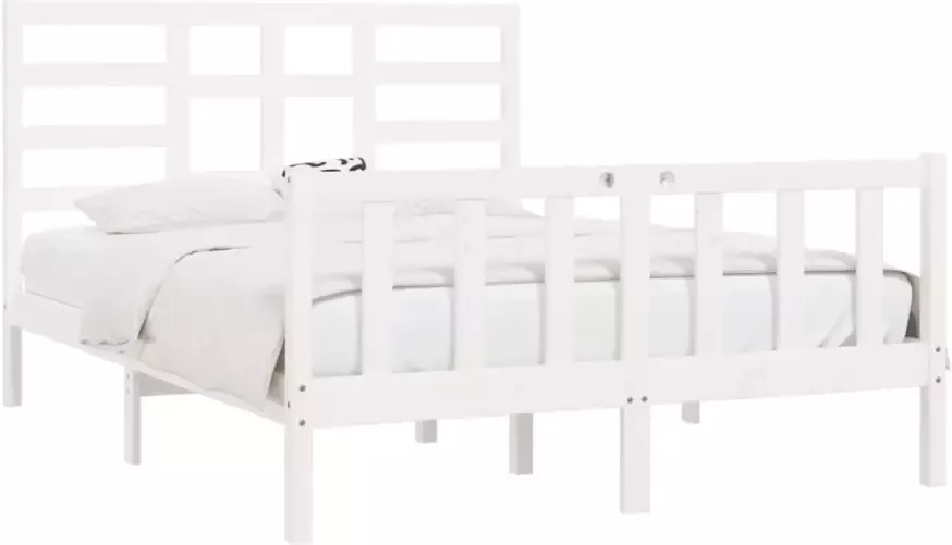 VidaXL Bedframe zonder matras massief grenenhout wit 160x200 cm - Foto 5