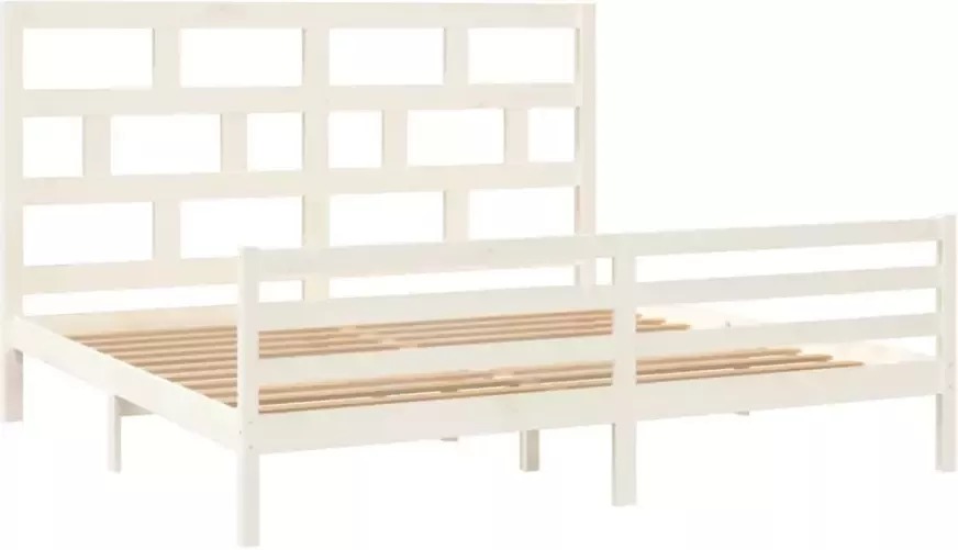 VidaXL -Bedframe-massief-grenenhout-wit-200x200-cm - Foto 4