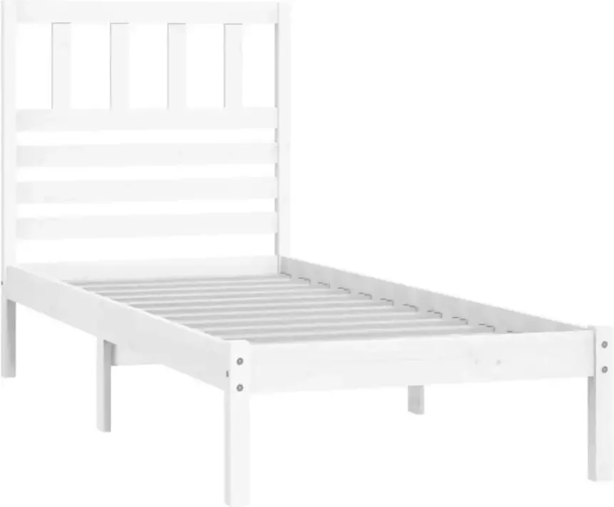 VidaXL Bedframe massief grenenhout wit 75x190 cm 2FT6 small single - Foto 5