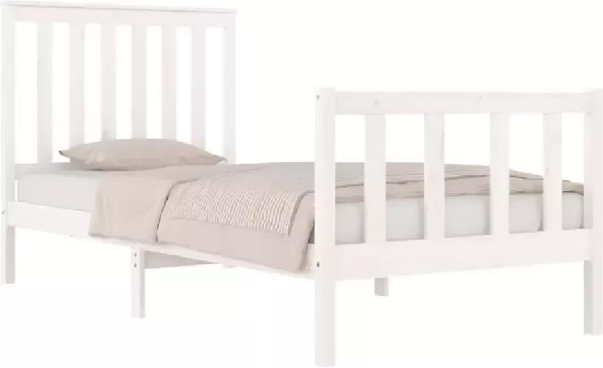 VidaXL -Bedframe-massief-grenenhout-wit-75x190-cm-2FT6-Small-Single - Foto 1