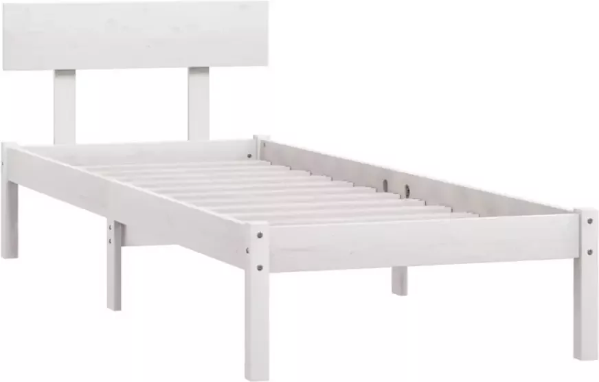 VidaXL -Bedframe-massief-grenenhout-wit-90x190-cm-UK-Single - Foto 2