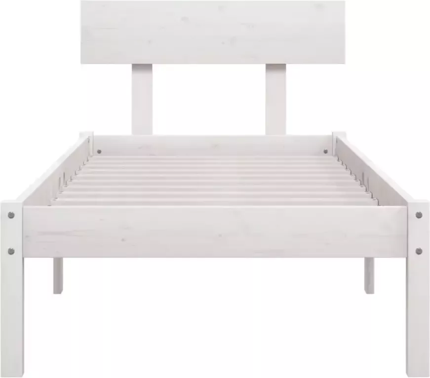 VidaXL -Bedframe-massief-grenenhout-wit-90x200-cm