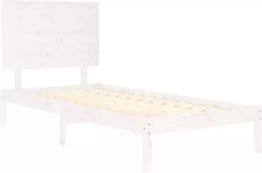 VIDAXL Bedframe zonder matras massief grenenhout wit 90x200 cm - Foto 3