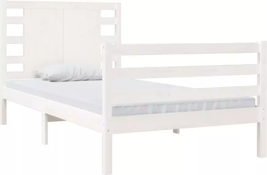 VidaXL Bedframe zonder matras massief grenenhout wit 90x200 cm - Foto 4