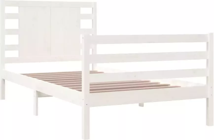 VidaXL Bedframe zonder matras massief grenenhout wit 90x200 cm - Foto 3