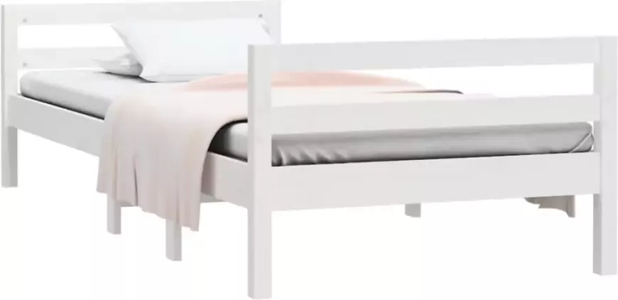 VIDAXL Bedframe zonder matras massief grenenhout wit 90x200 cm - Foto 4