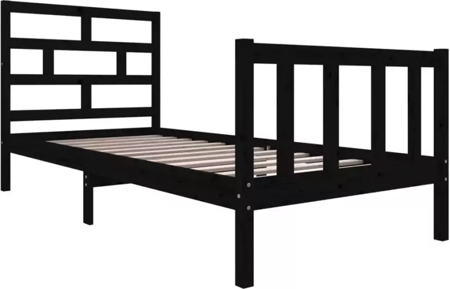 VidaXL -Bedframe-massief-grenenhout-zwart-100x200-cm - Foto 4