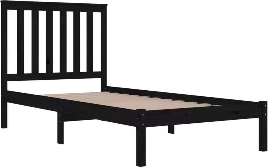 VidaXL -Bedframe-massief-grenenhout-zwart-100x200-cm - Foto 3