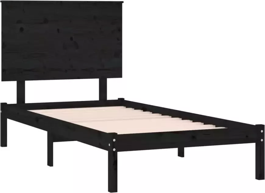 VidaXL -Bedframe-massief-grenenhout-zwart-100x200-cm - Foto 3