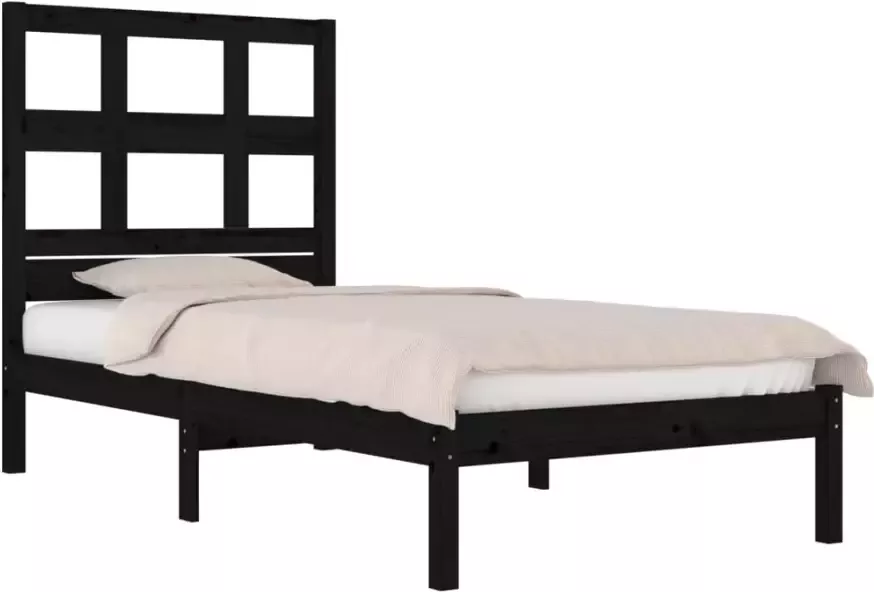 VidaXL -Bedframe-massief-grenenhout-zwart-100x200-cm - Foto 7