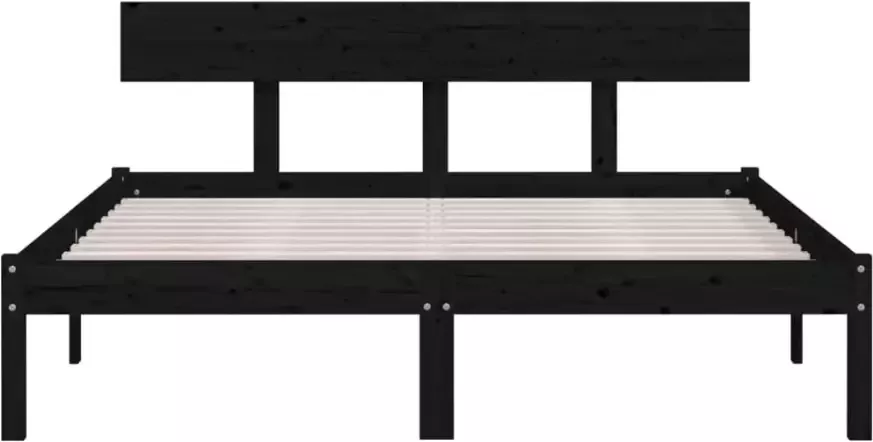 VidaXL -Bedframe-massief-grenenhout-zwart-140x190-cm