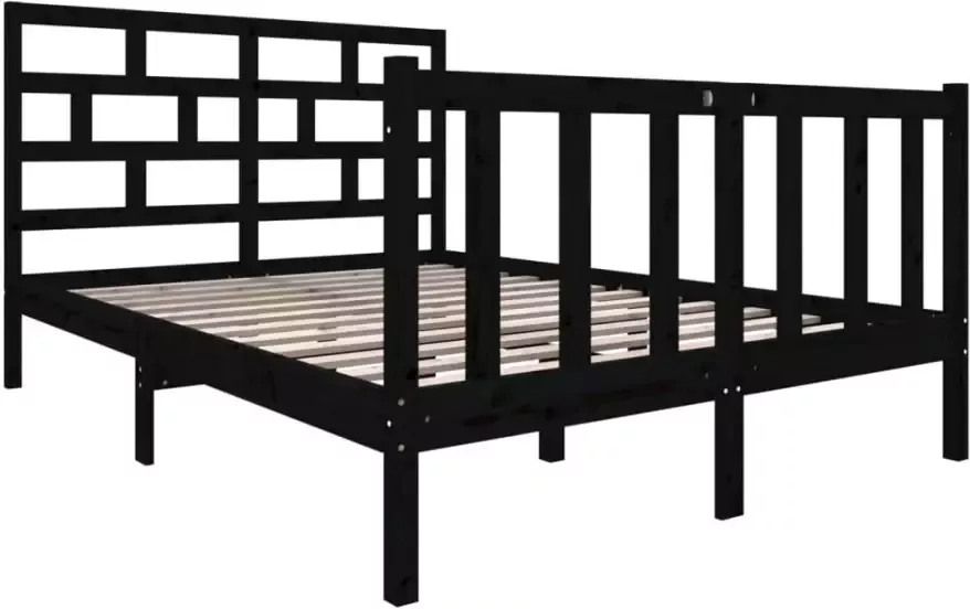 VidaXL -Bedframe-massief-grenenhout-zwart-140x190-cm - Foto 4