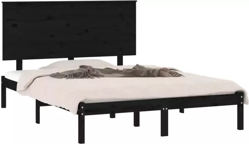 VidaXL -Bedframe-massief-grenenhout-zwart-140x190-cm - Foto 4