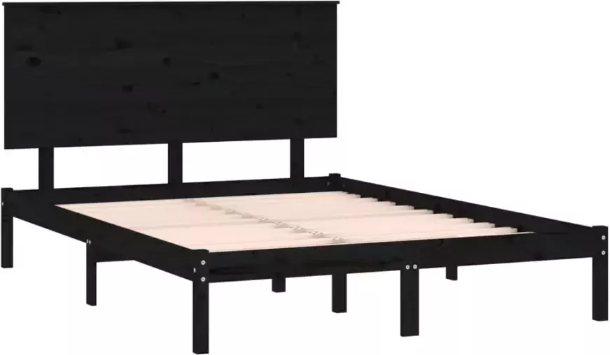 VidaXL -Bedframe-massief-grenenhout-zwart-140x190-cm - Foto 3