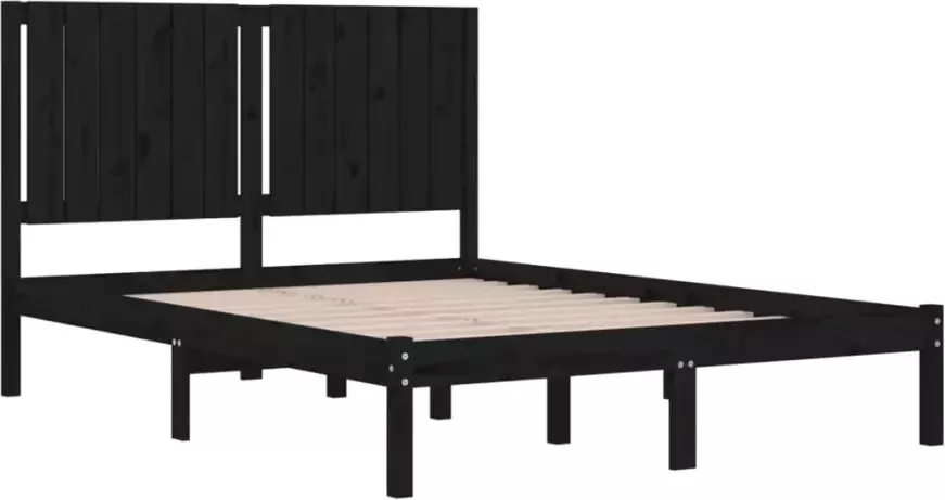 VidaXL -Bedframe-massief-grenenhout-zwart-140x190-cm - Foto 3