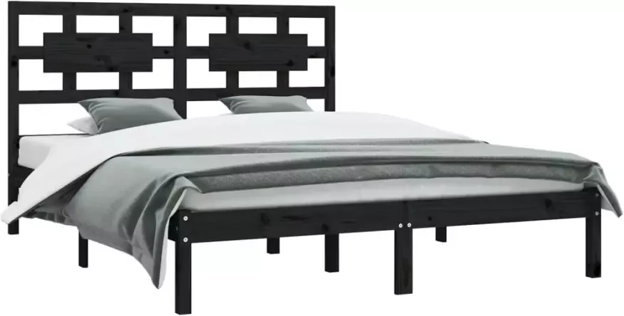 VidaXL -Bedframe-massief-grenenhout-zwart-180x200-cm-6FT-Super-King - Foto 4